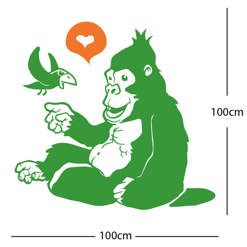 gorilla with bird cute wall sticker