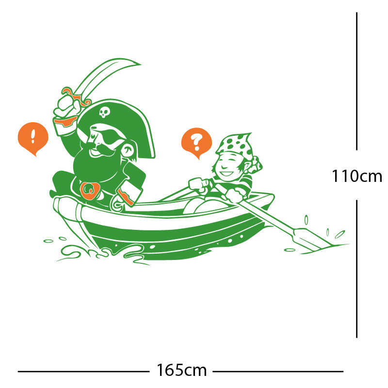 pirate boat and cabin boy wall sticker