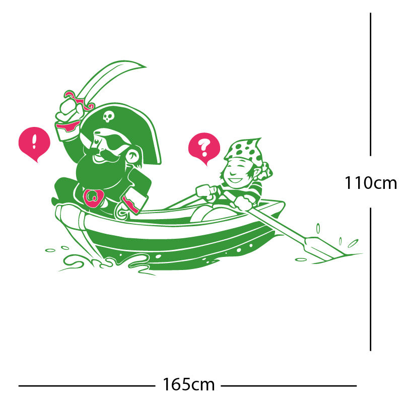 pirate boat and cabin boy wall sticker