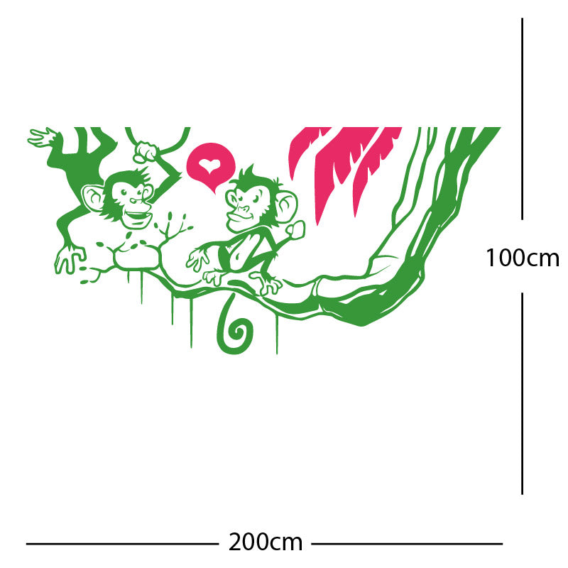 monkey in tree funny wall sticker
