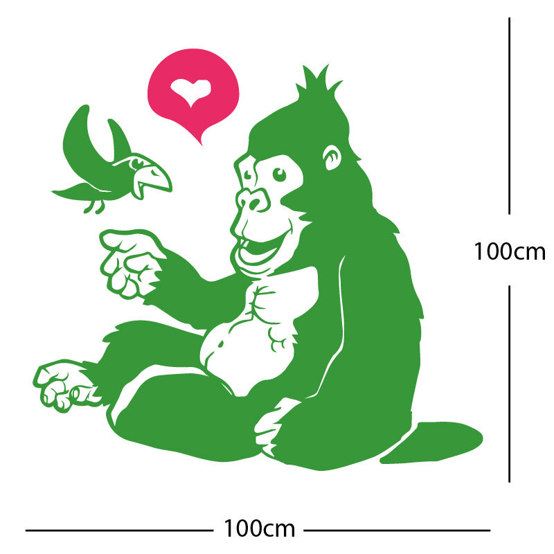 gorilla with bird cute wall sticker