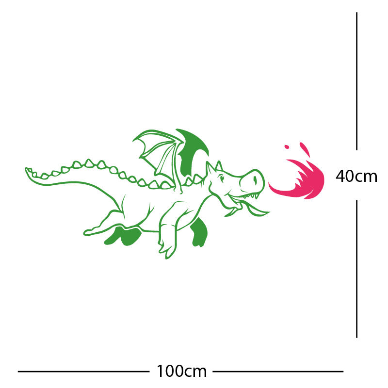 dragon with flames wall sticker