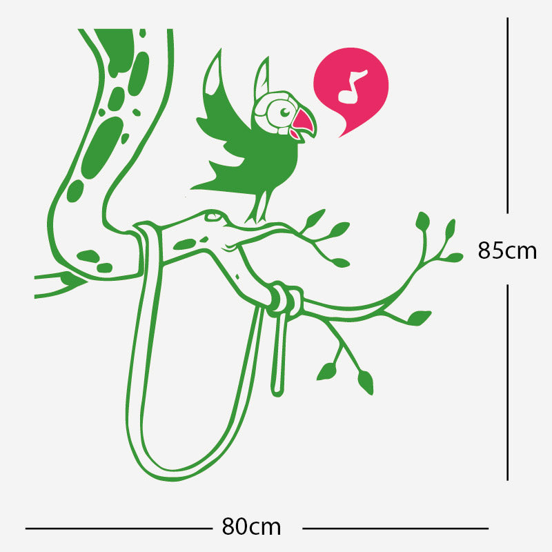 parrot in tree corner wall sticker