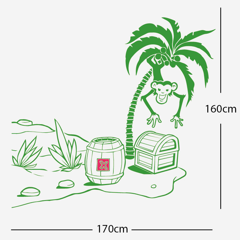 monkey in tree with treasure wall sticker