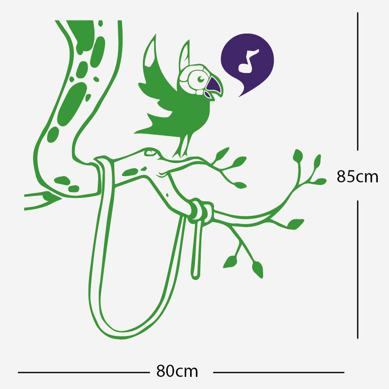 parrot in tree corner wall sticker
