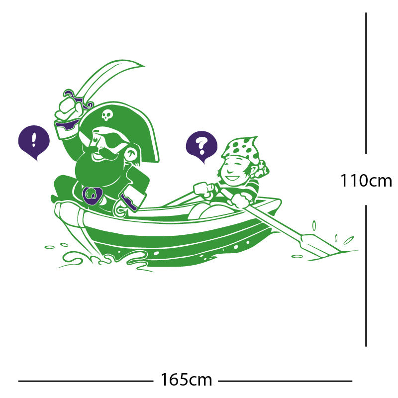 pirate boat and cabin boy wall sticker
