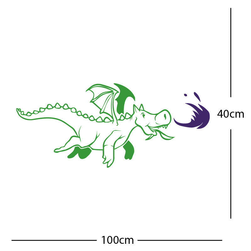 dragon with flames wall sticker