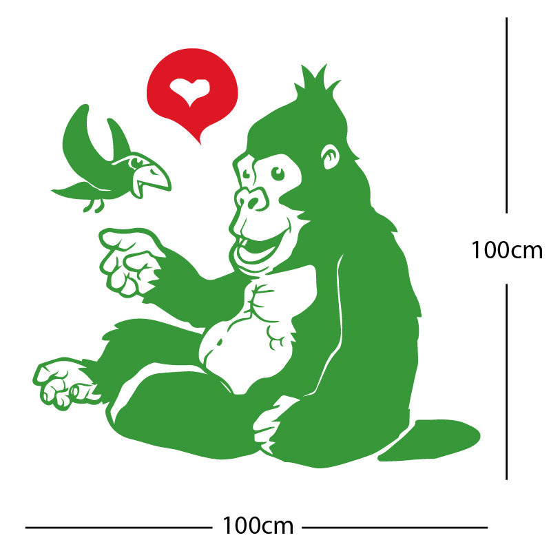 gorilla with bird cute wall sticker