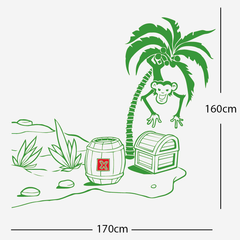 monkey in tree with treasure wall sticker