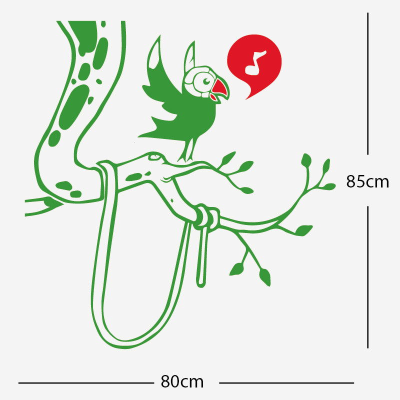 parrot in tree corner wall sticker