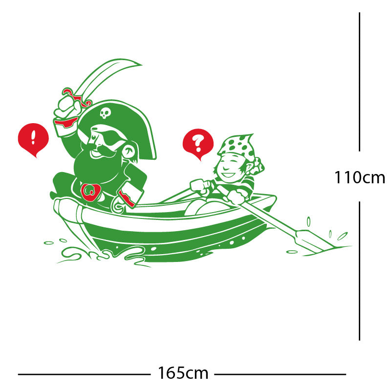 pirate boat and cabin boy wall sticker