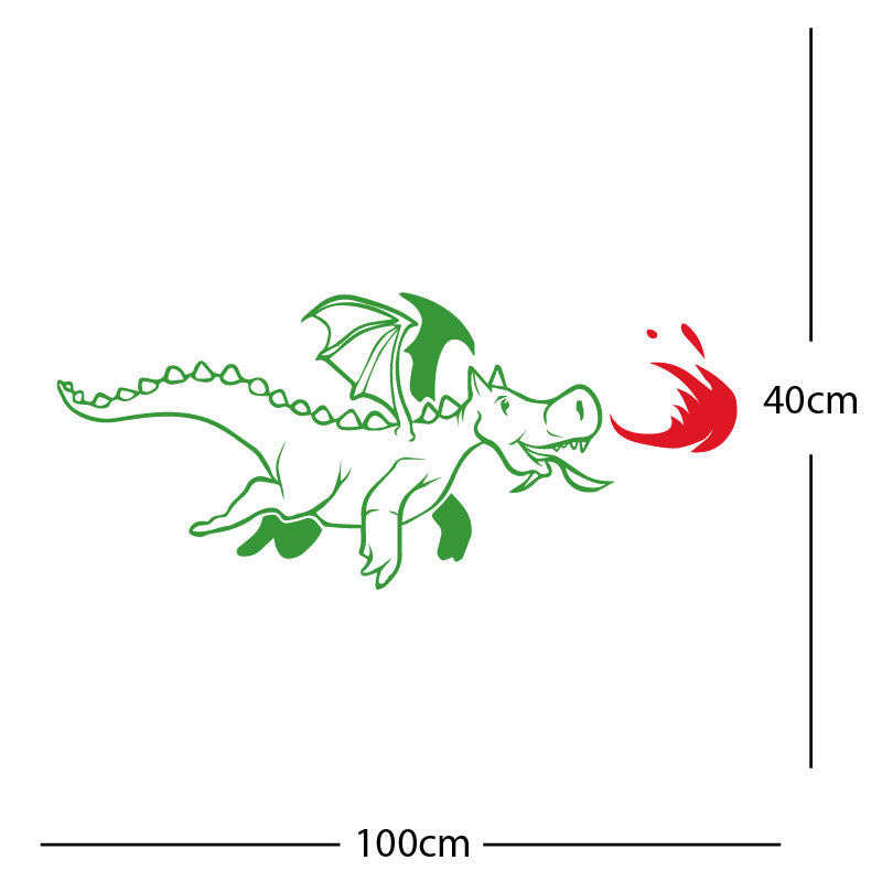 dragon with flames wall sticker