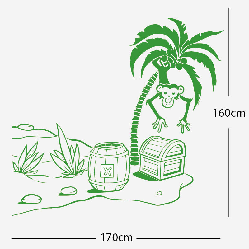 monkey in tree with treasure wall sticker