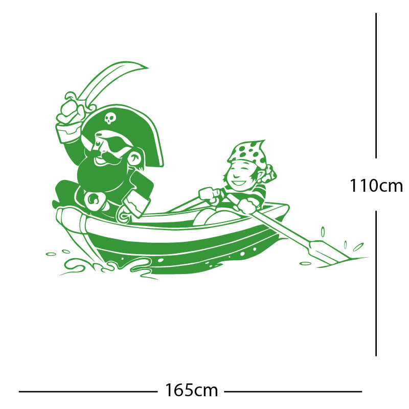 pirate boat and cabin boy wall sticker