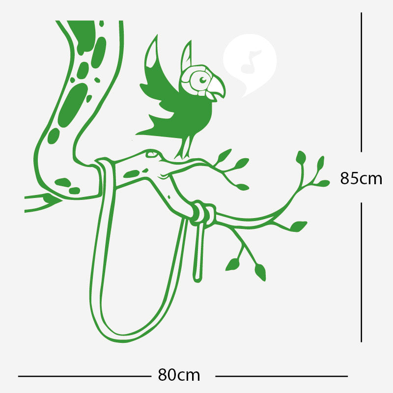 parrot in tree corner wall sticker