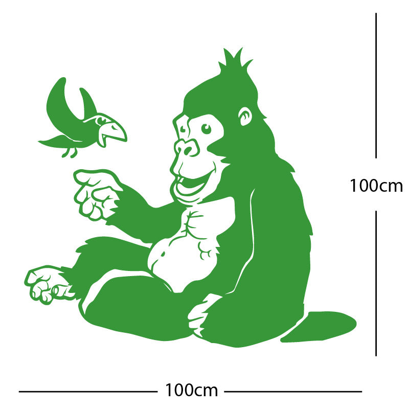 gorilla with bird cute wall sticker