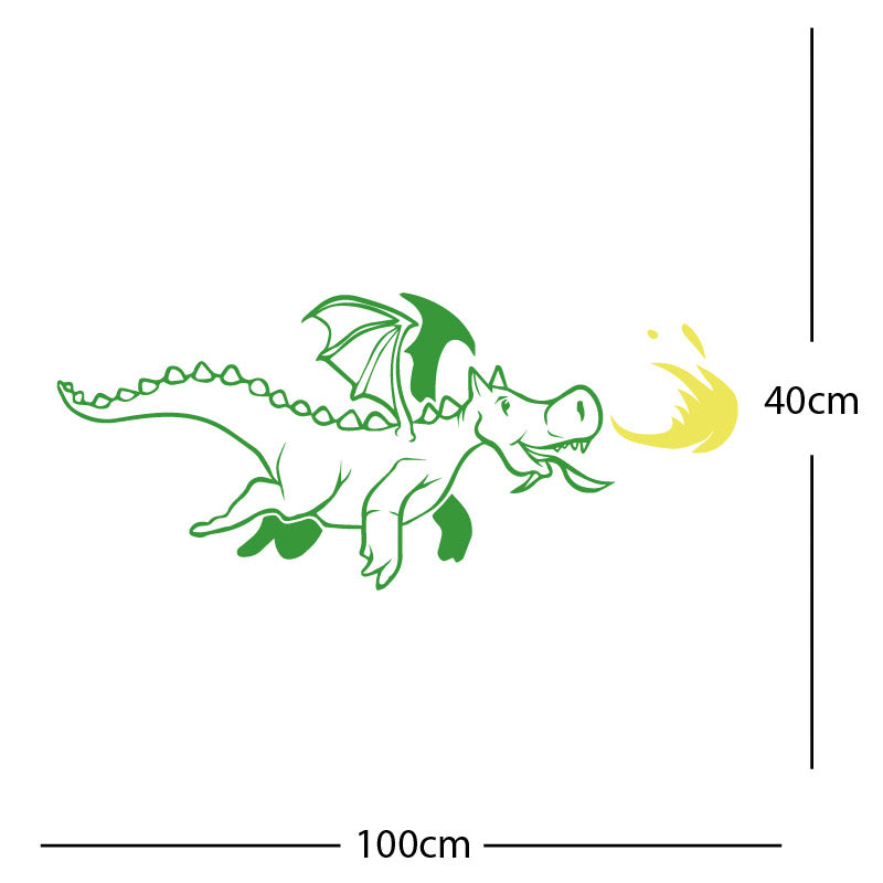 dragon with flames wall sticker