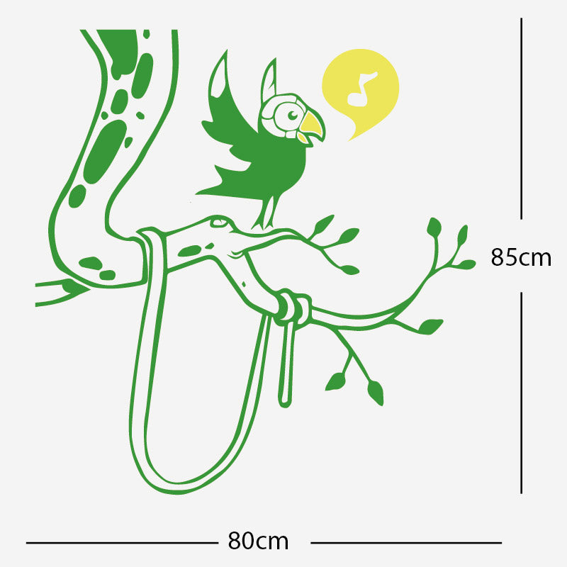 parrot in tree corner wall sticker