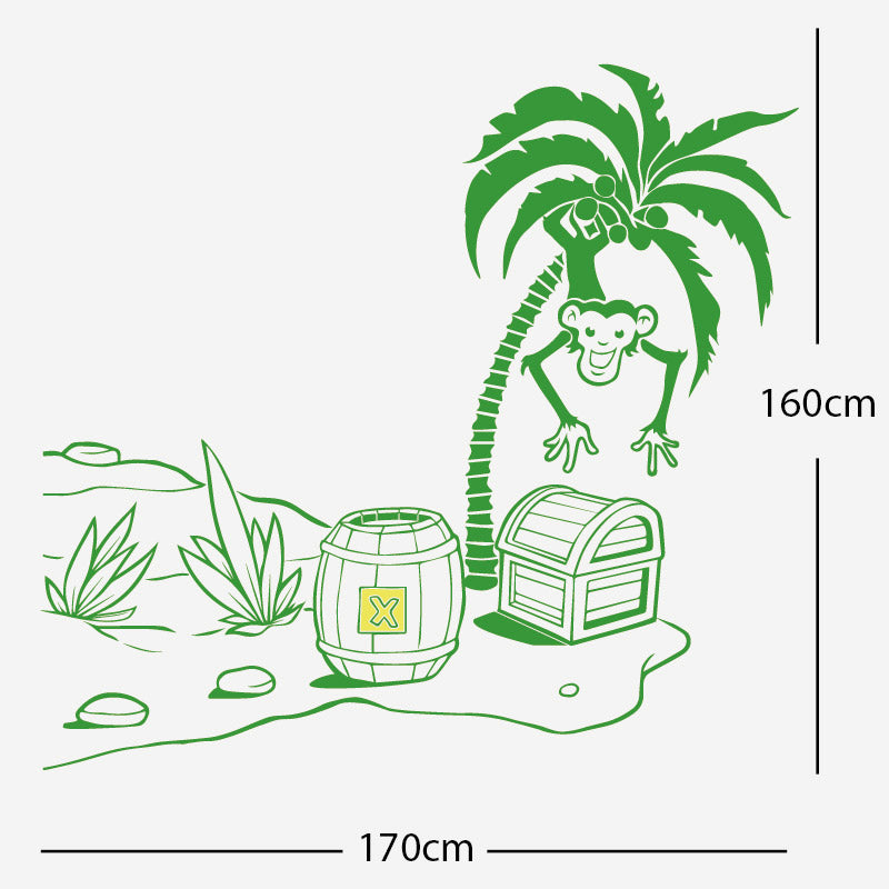 monkey in tree with treasure wall sticker