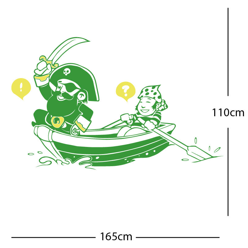 pirate boat and cabin boy wall sticker