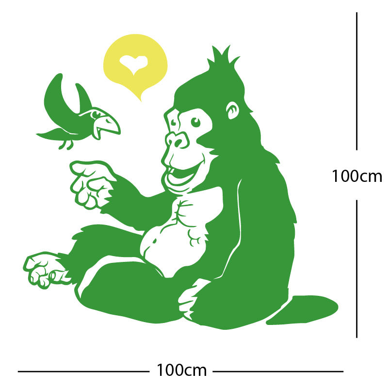 gorilla with bird cute wall sticker
