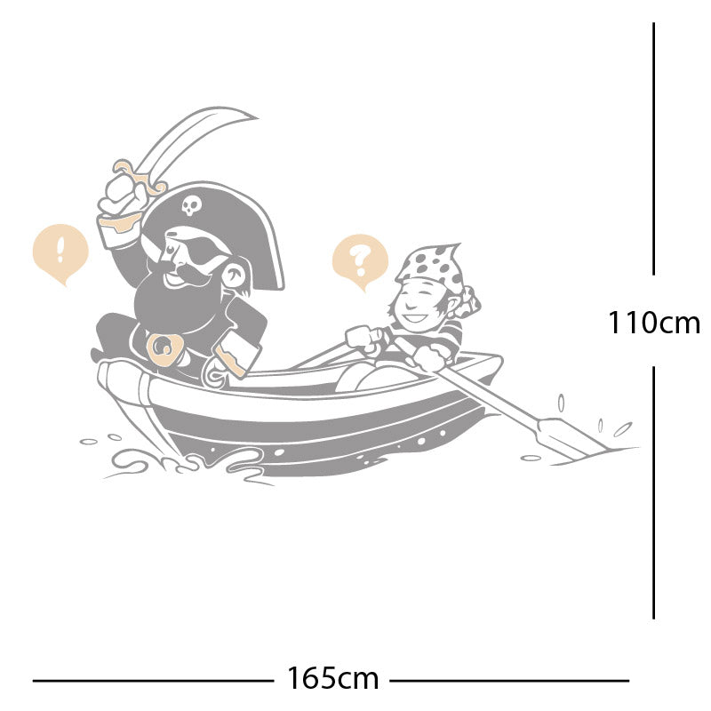 pirate boat and cabin boy wall sticker