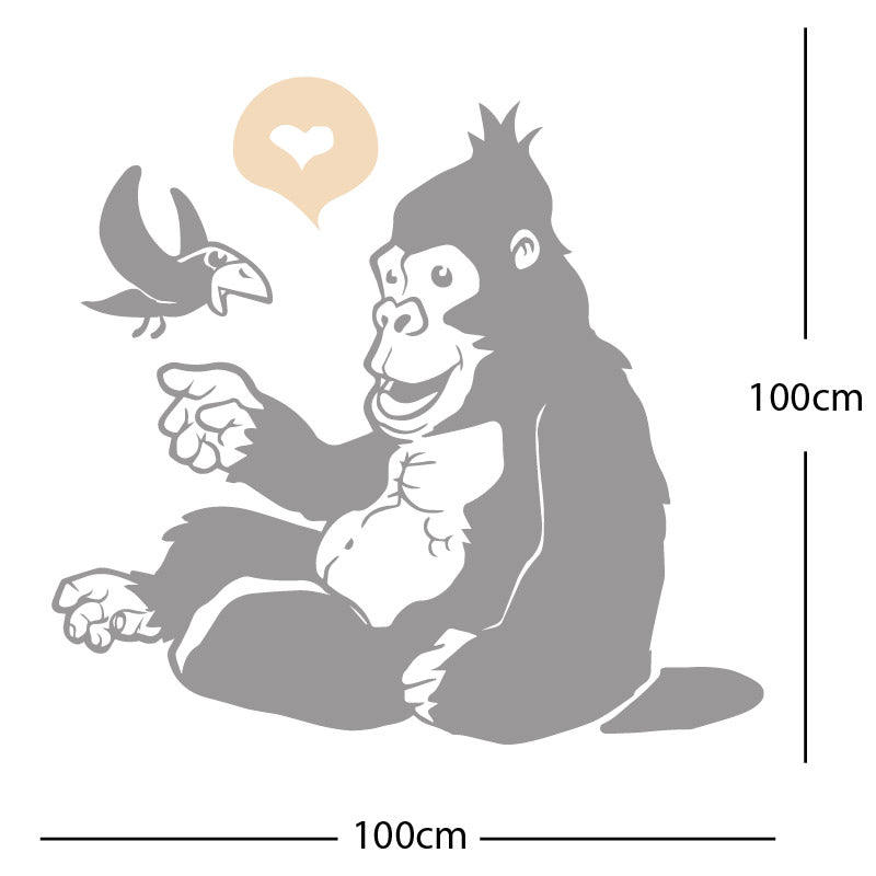 gorilla with bird cute wall sticker