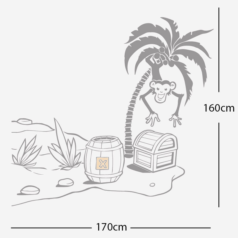 monkey in tree with treasure wall sticker
