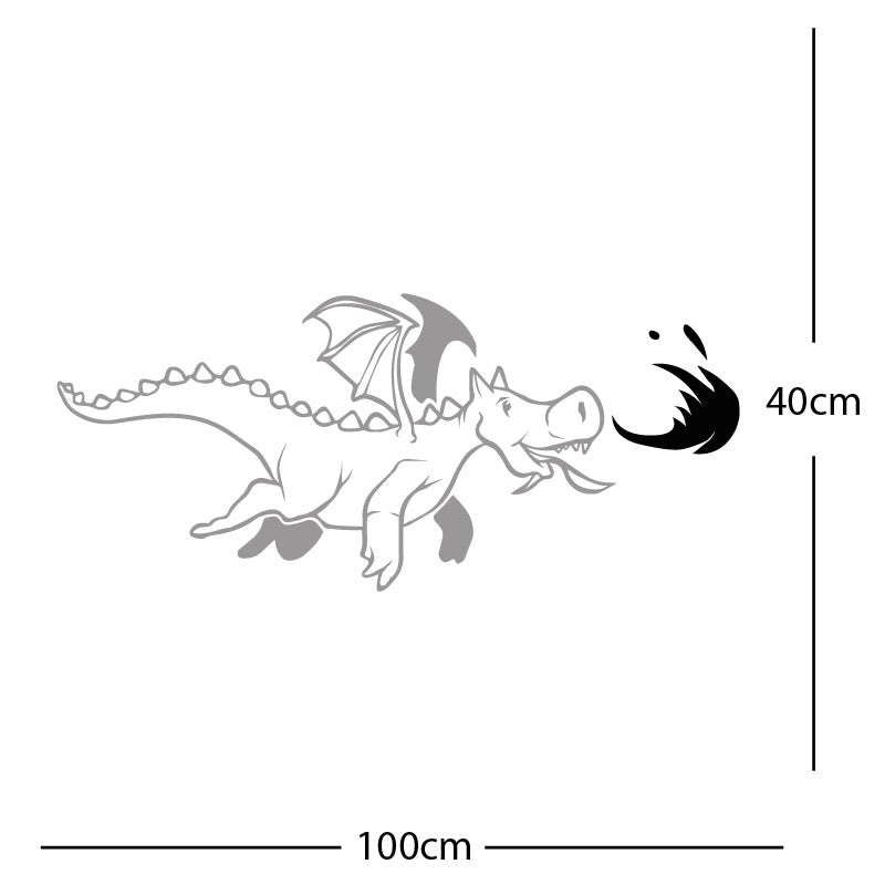dragon with flames wall sticker