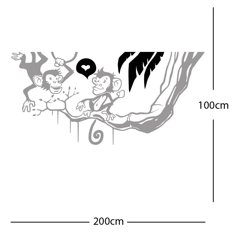 monkey in tree funny wall sticker