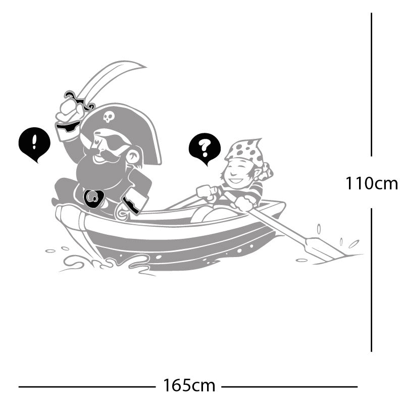 pirate boat and cabin boy wall sticker