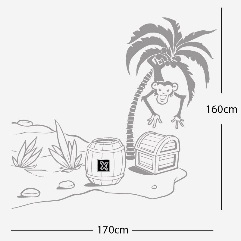 monkey in tree with treasure wall sticker