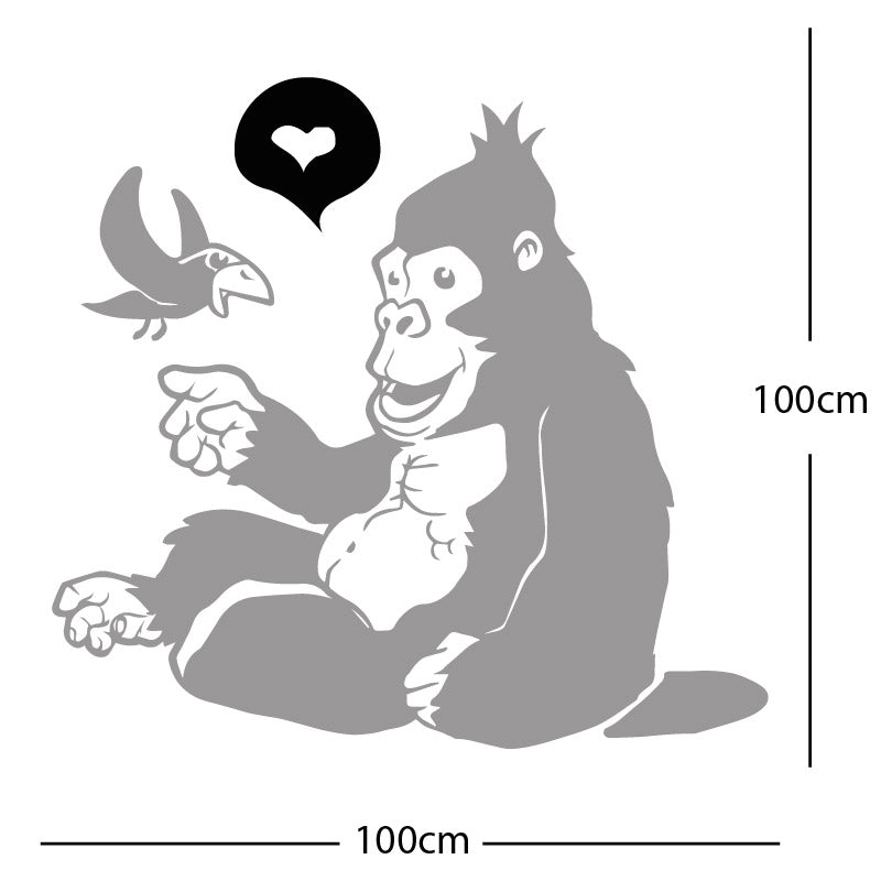 gorilla with bird cute wall sticker