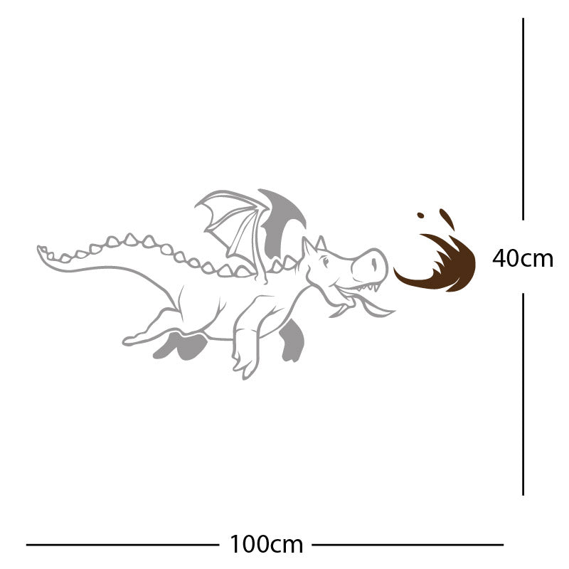 dragon with flames wall sticker