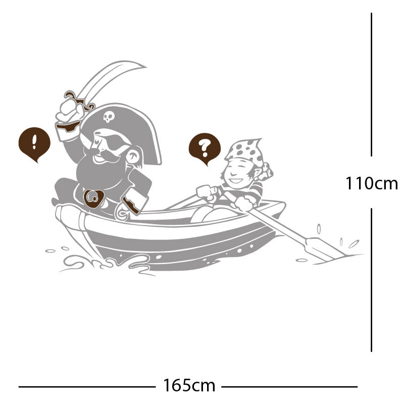 pirate boat and cabin boy wall sticker