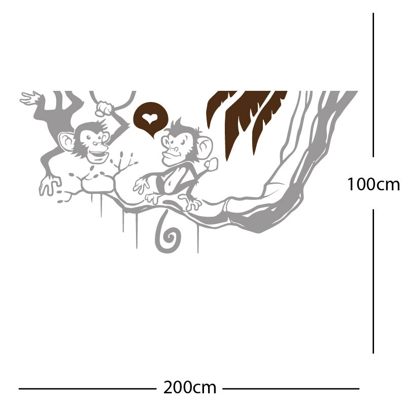 monkey in tree funny wall sticker