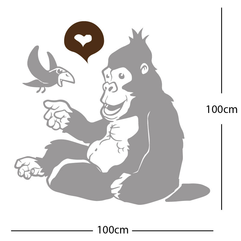 gorilla with bird cute wall sticker