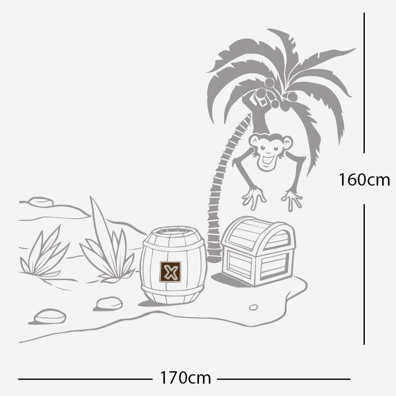 monkey in tree with treasure wall sticker