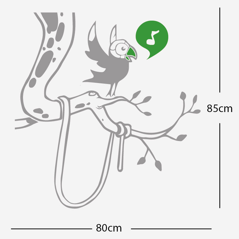 parrot in tree corner wall sticker