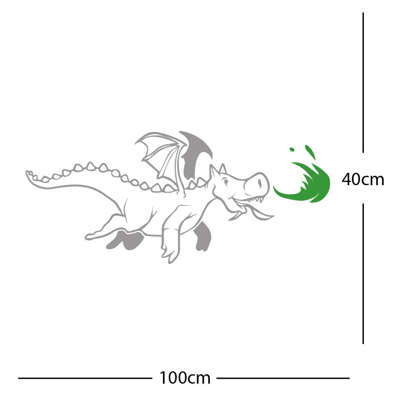 dragon with flames wall sticker