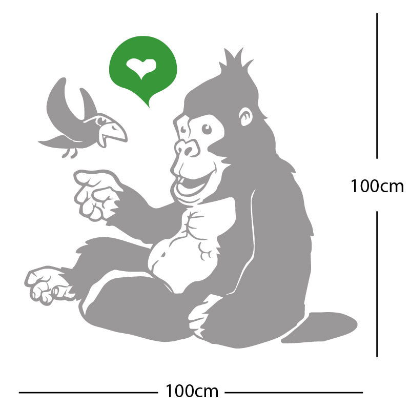 gorilla with bird cute wall sticker