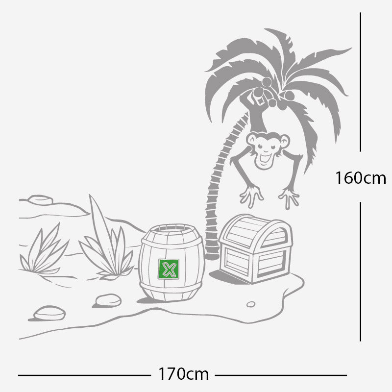 monkey in tree with treasure wall sticker