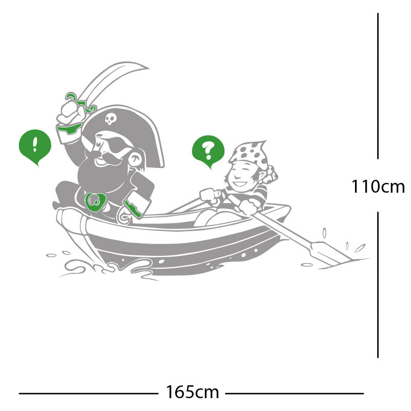 pirate boat and cabin boy wall sticker
