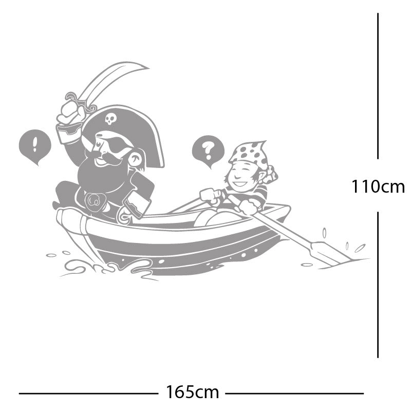 pirate boat and cabin boy wall sticker
