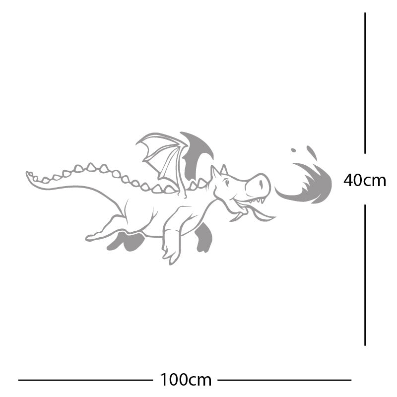 dragon with flames wall sticker