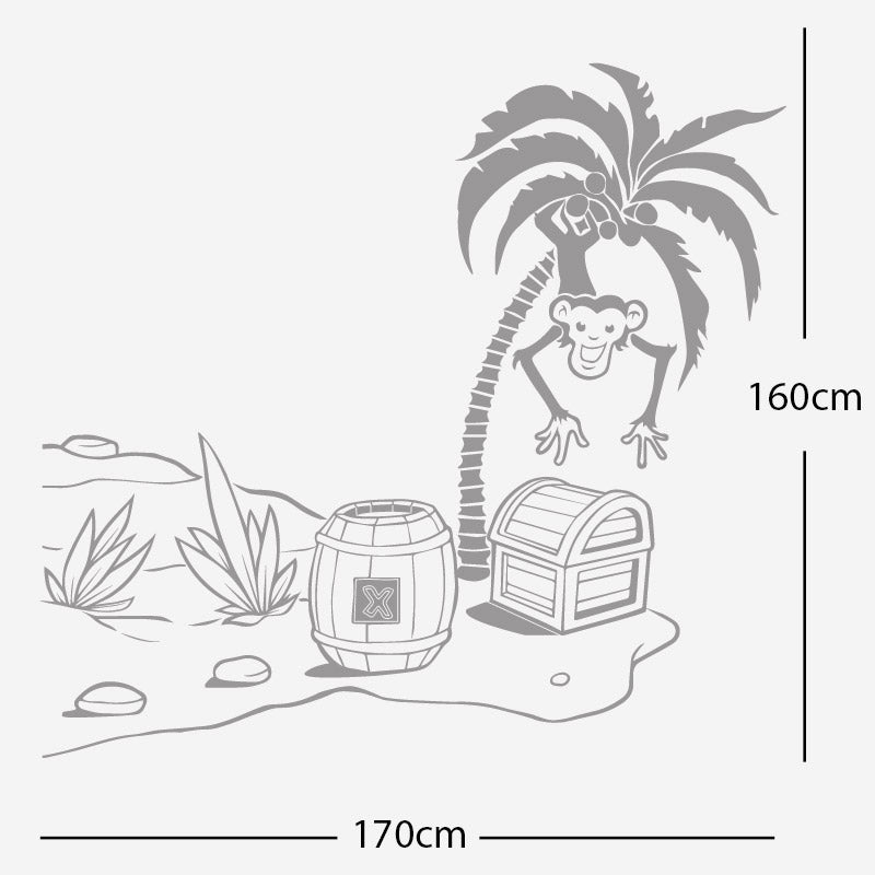 monkey in tree with treasure wall sticker