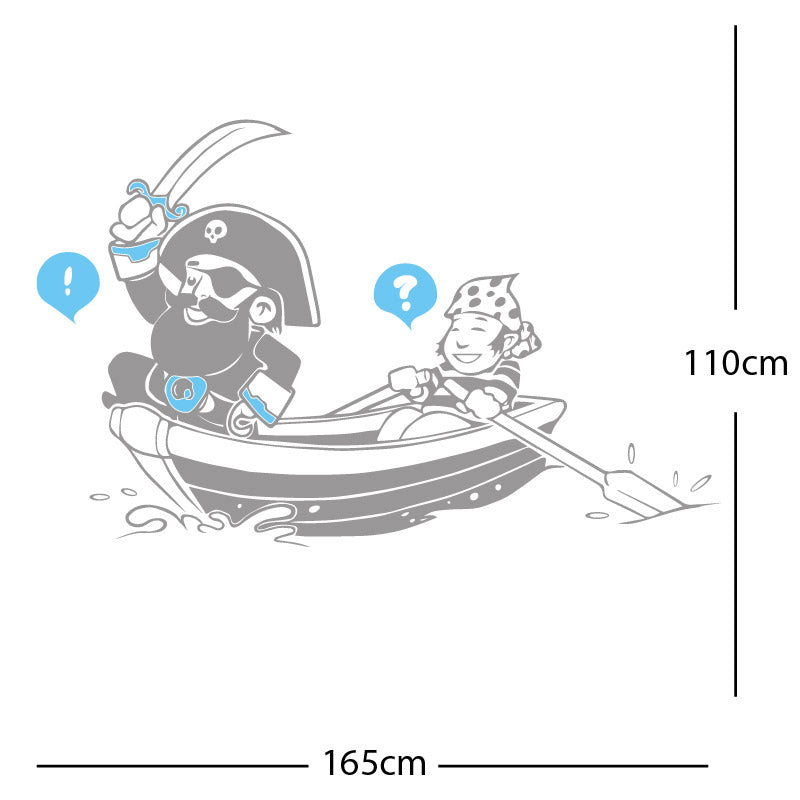 pirate boat and cabin boy wall sticker