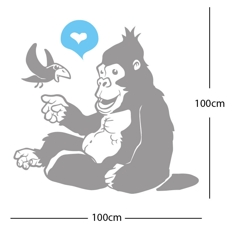 gorilla with bird cute wall sticker