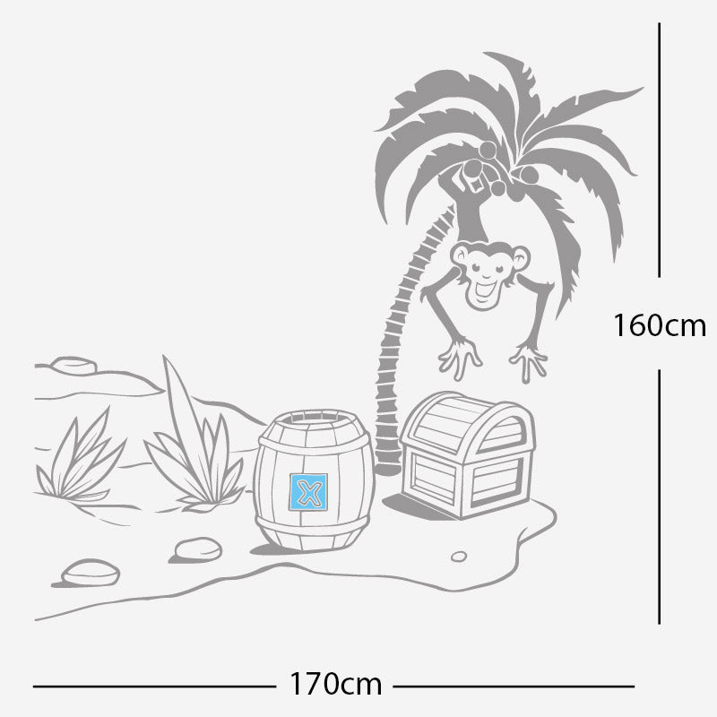 monkey in tree with treasure wall sticker