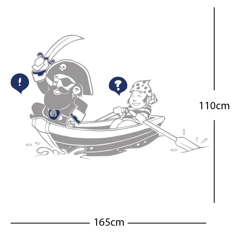 pirate boat and cabin boy wall sticker